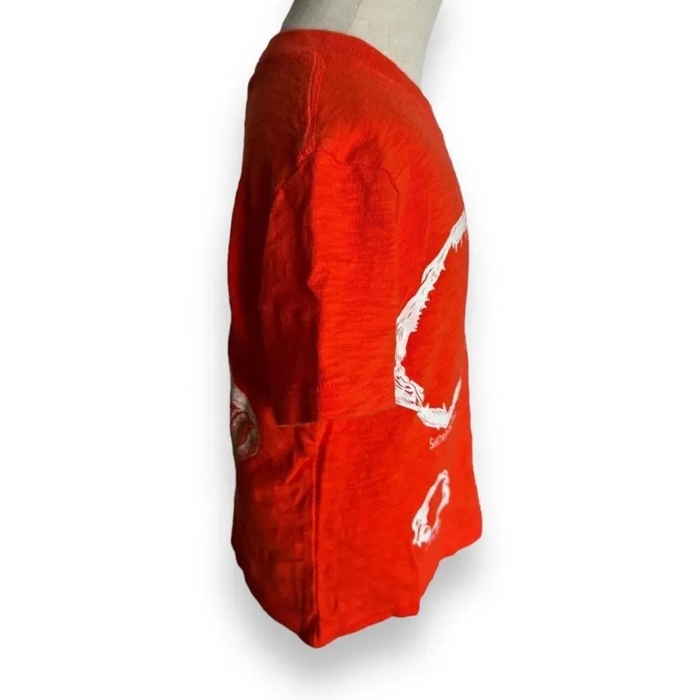 5/$35    Gap Boys Tee Shirt Size 4 Orange JawSome Jaw Some Shark Print Slub Knit